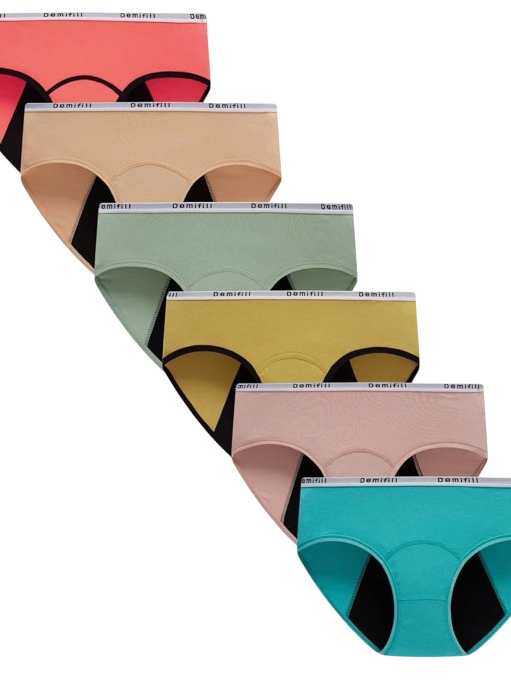 Teen Girls' Cotton Blend Period Bikini Briefs - Multi Color Pack